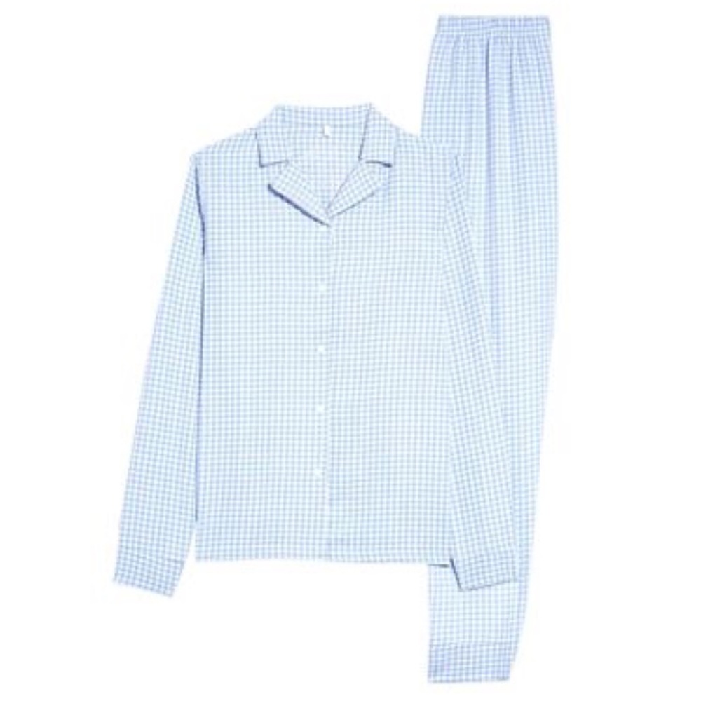 Pouf Kids' Gingham Long Sleeve Two-Piece Pajamas in Blue